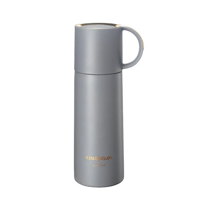 350ml stainless steel insulated vacuum flask in blue, with leakproof lid and round mouth for coffee or water