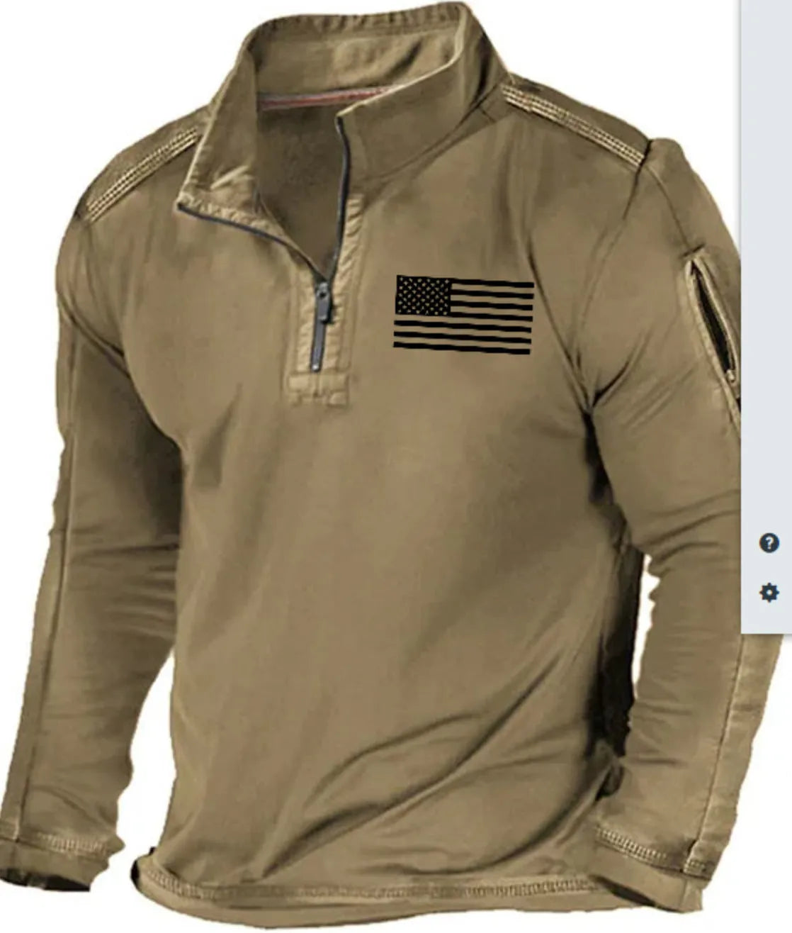 Men's zip-front sweater with stand collar in polyester fibre, showing full-length zip and long sleeves