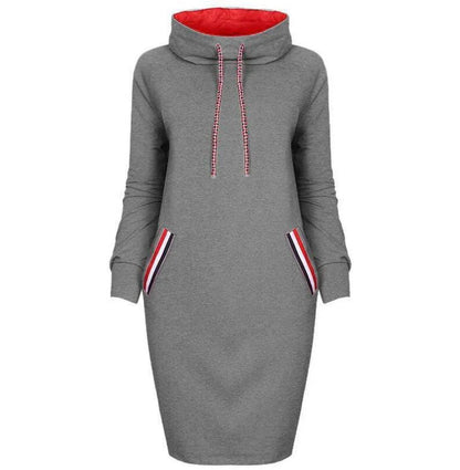 A high-collar long sleeve dress in various colors for casual and party wear