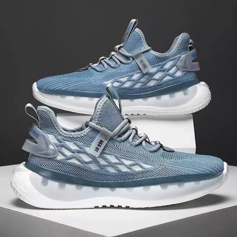 Men's breathable woven mesh platform sneakers in various colours for daily comfort