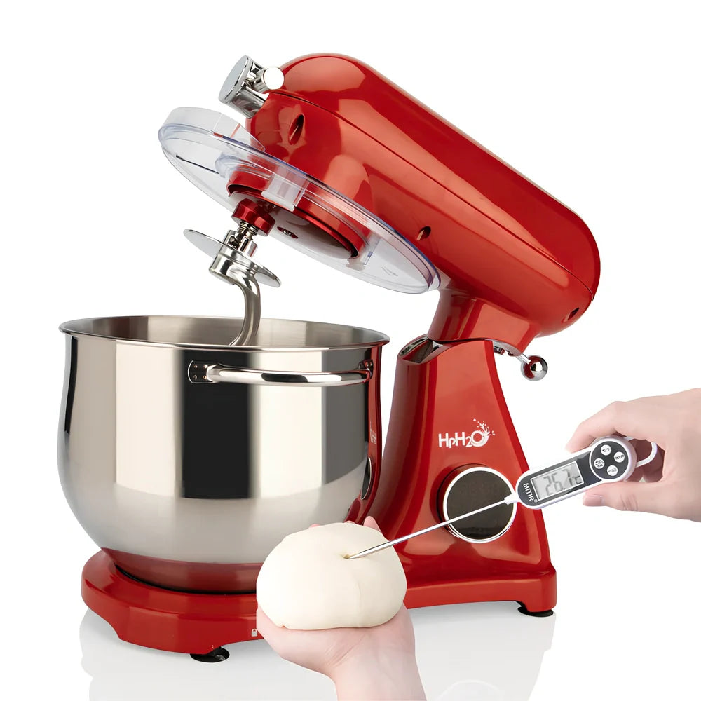 Red SM-1522ML stand mixer with stainless steel bowl and digital control panel