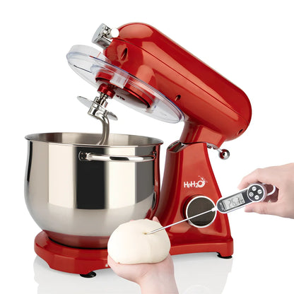 Red SM-1522ML stand mixer with stainless steel bowl and digital control panel