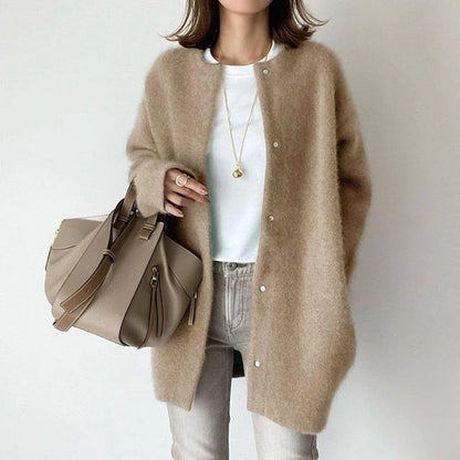 A stylish and cozy knit cardigan jacket in a variety of colors, perfect for autumn and winter wear