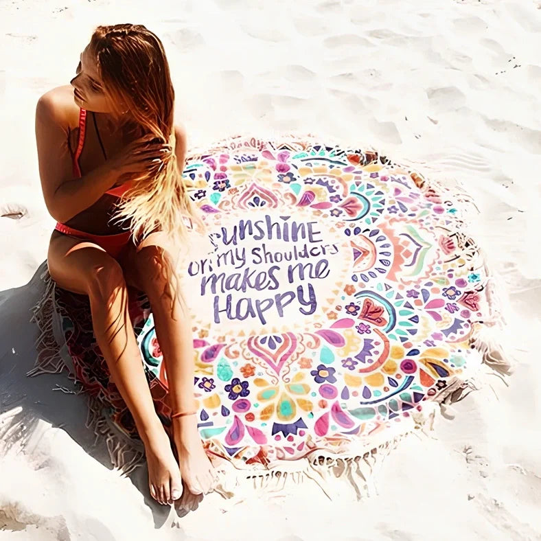 150x80cm polyester beach towel with Bohemian pattern in gradient purple colour option