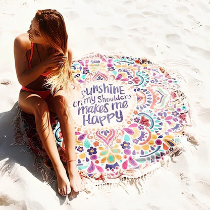 150x80cm polyester beach towel with Bohemian pattern in gradient purple colour option