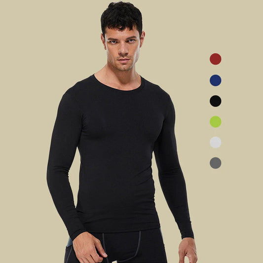 Men's Compression Long Sleeve Workout Tee in various colors and sizes