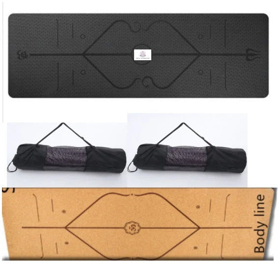 Eco-friendly non-slip TPE yoga mat with position lines for beginners