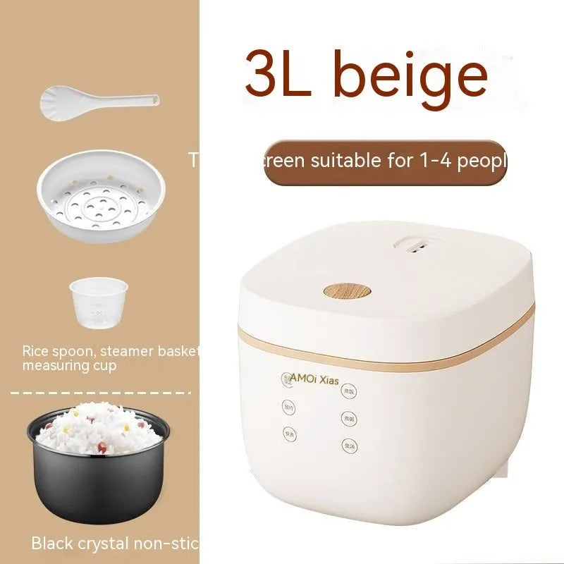 White intelligent multi-function rice cooker with 3 litre capacity and six cooking functions