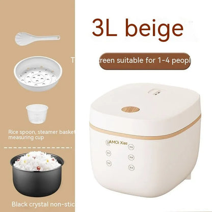 White intelligent multi-function rice cooker with 3 litre capacity and six cooking functions