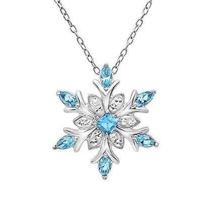 Elegant crystal snowflake pendant necklace with shimmering zircon stones for stylish Christmas celebrations