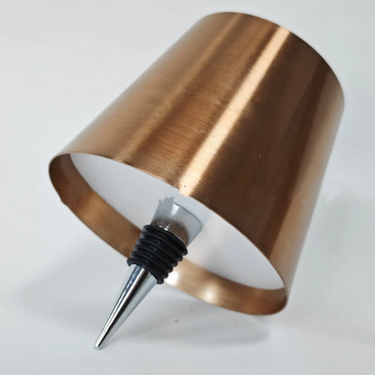 Wireless LED desk lamp in black tricolour finish, bottle-shaped with detachable base and touch control for 2000mAh powered lighting