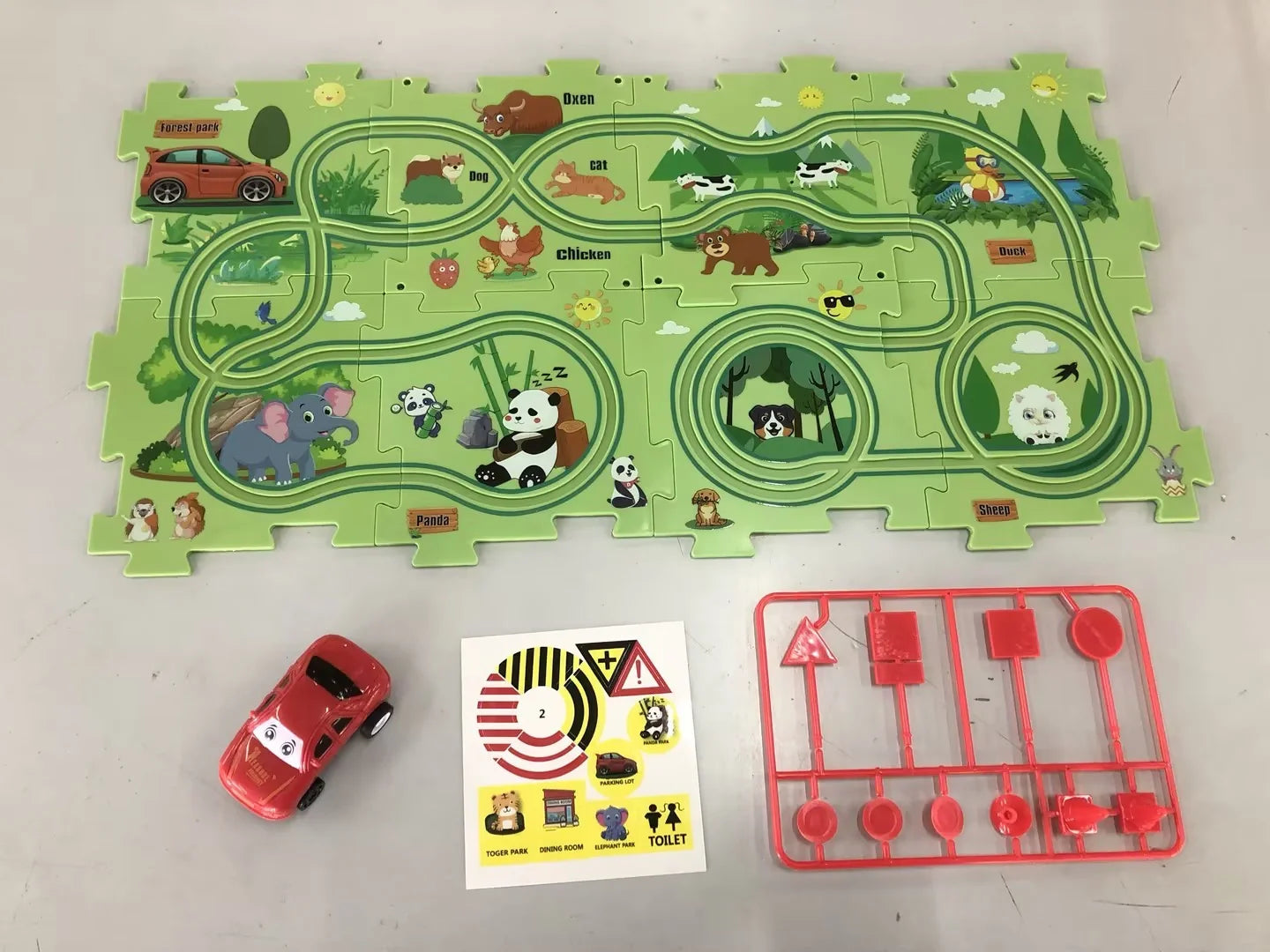 DIY Electric Railroad Speeder Toy with puzzle tracks and automatic car