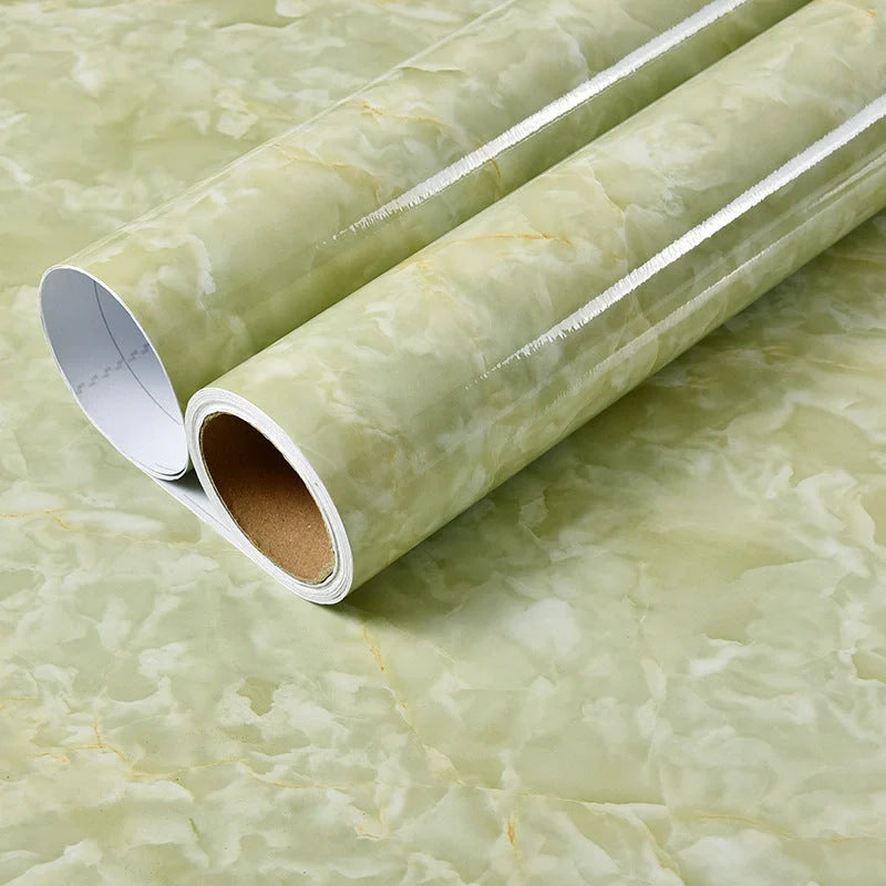 Elegant imitation marble furniture wallpaper with waterproof and heat-resistant properties for easy kitchen, bathroom, and home decor updates
