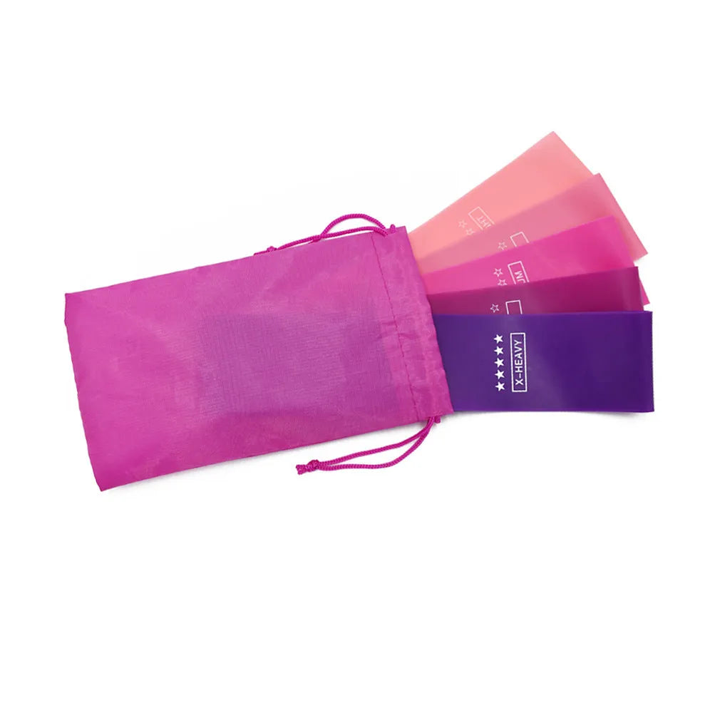 Resistance bands set made of 100% natural latex, five colours, 600mm x 50mm, for Pilates CrossFit fitness