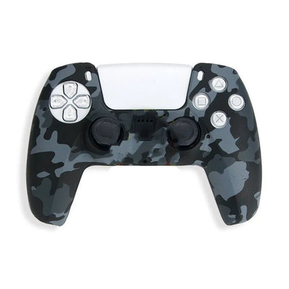 Camouflage pattern silicone protective case for PS5 DualSense controller showing textured grip surface