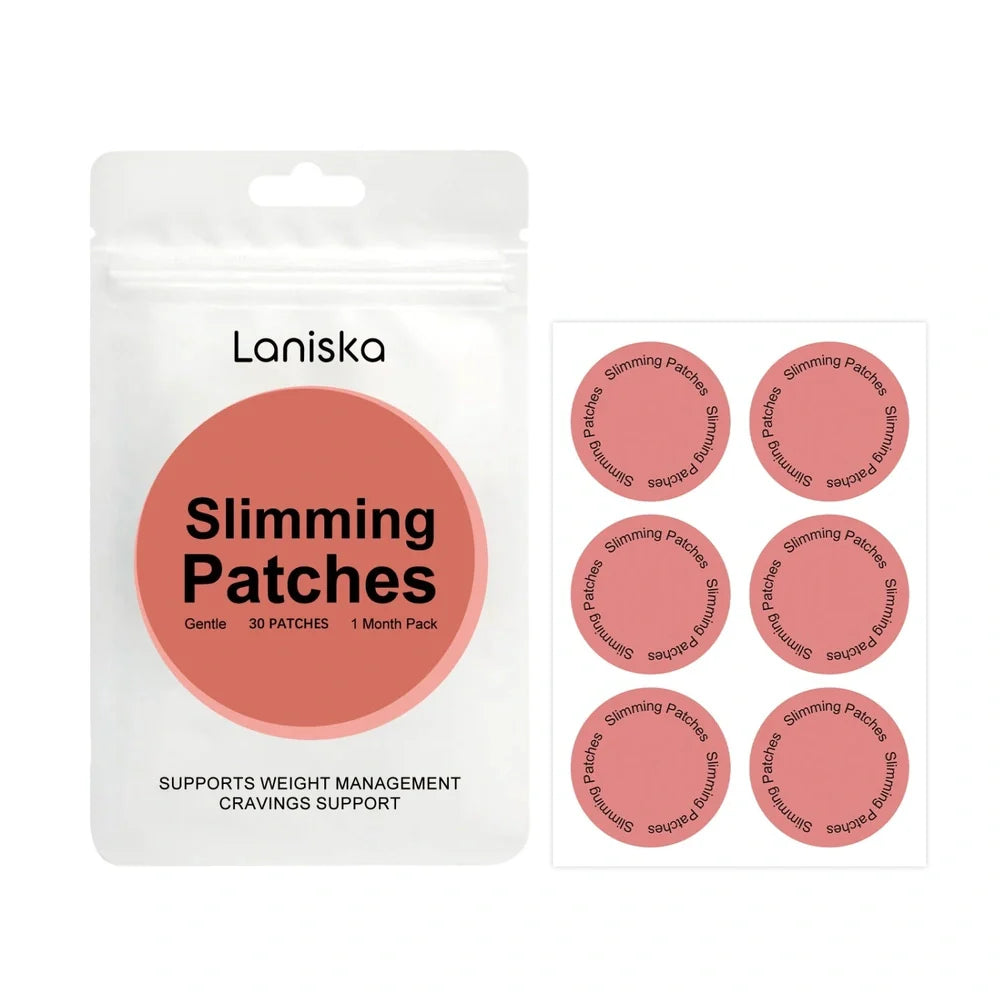 Pack of 30 adhesive slimming patches measuring 5cm x 5cm each with rose oil and acetyl hexapeptide-8