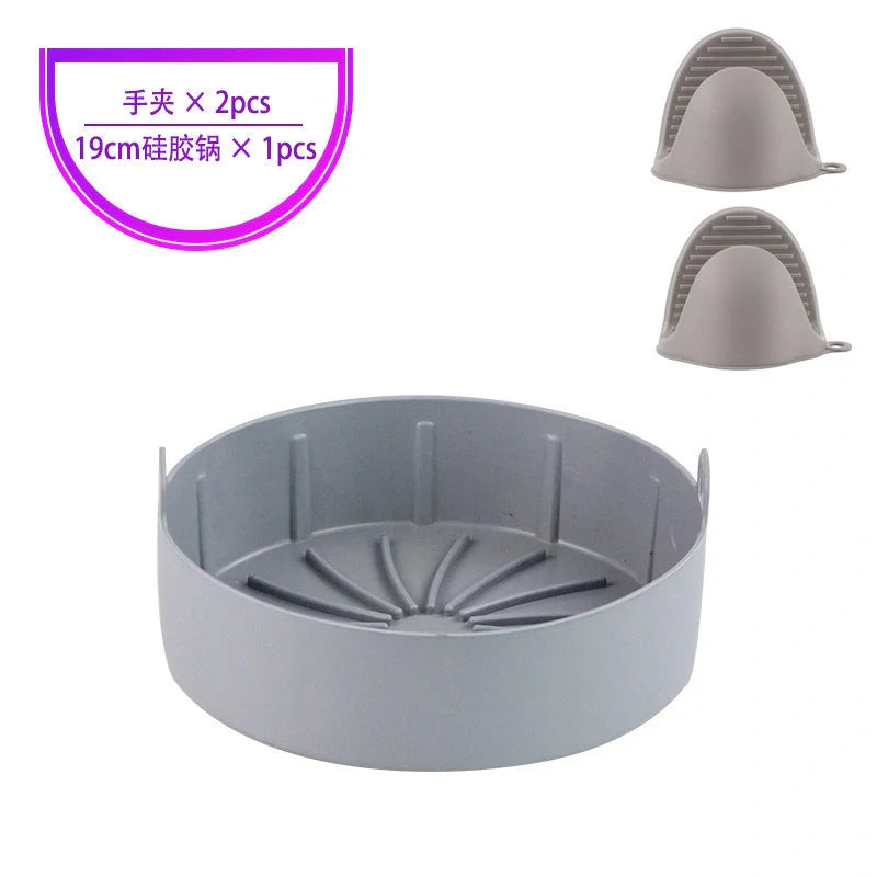 Reusable silicone air fryer pot liners in various colours and sizes