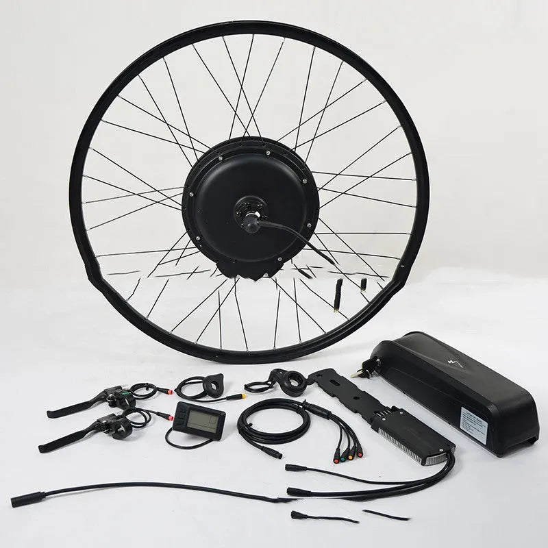 Black 36V 250W electric bicycle conversion kit with motor, controller, handlebar and brake lever
