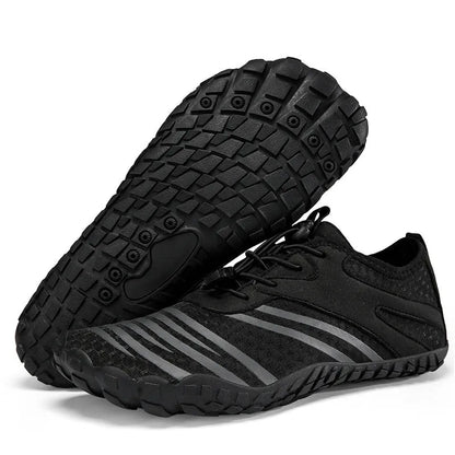 Quick-drying beach shoes with mesh lining and natural rubber sole in light gray, black or rose red, sizes 36-46