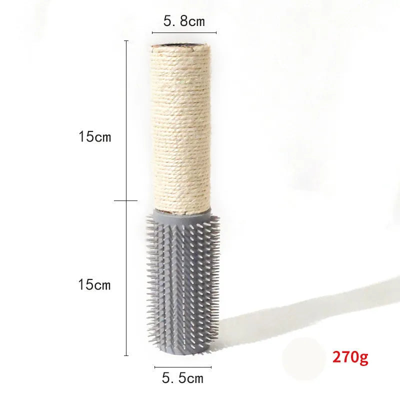 A brown sisal scratching post for cats, 30cm tall with a square base.