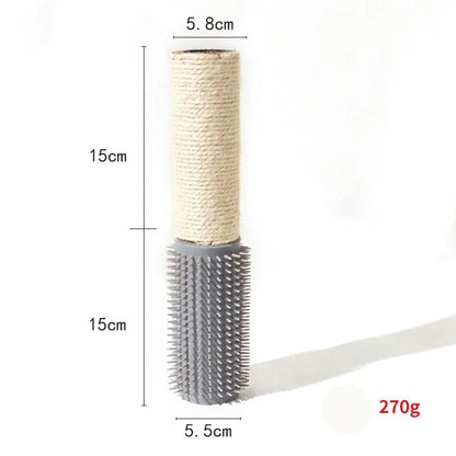 A brown sisal scratching post for cats, 30cm tall with a square base.