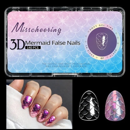 3D scale long shaping nail tips in Frigate Box with 120 or 140 pieces for nail extensions