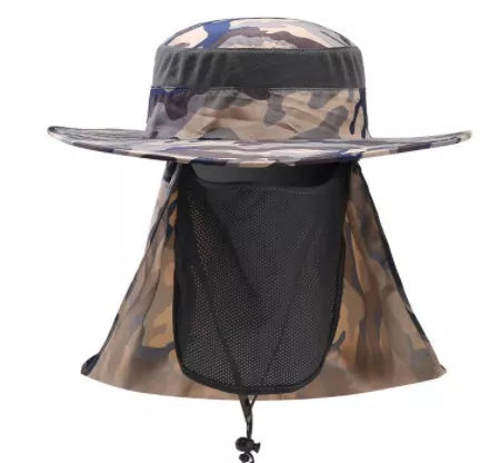 Fisherman's hat with wide brim for sun, water, and UV protection in various colours