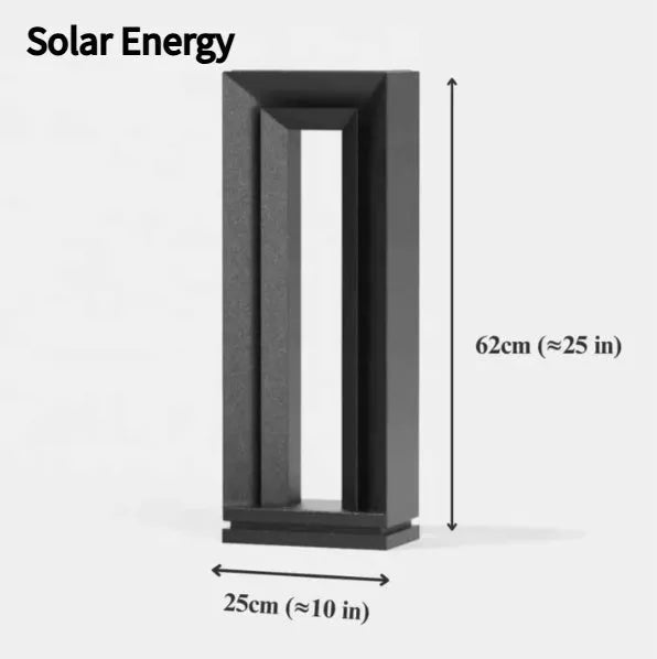 Square geometric garden lamp with abstract design in stainless steel acrylic, 62cm tall