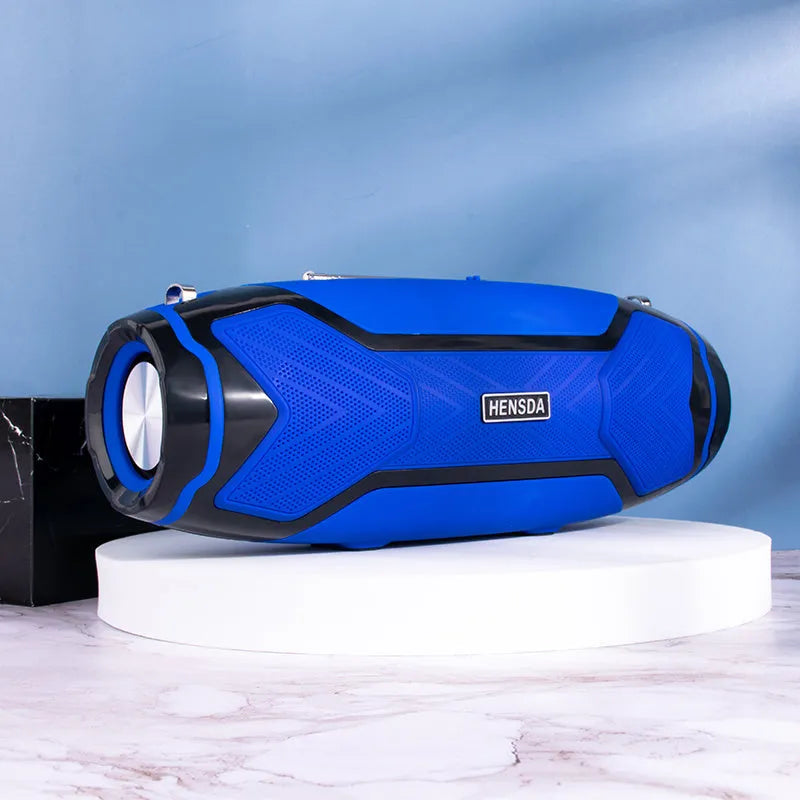 Bluetooth speaker with stereo sound showing colour options and multiple connectivity ports
