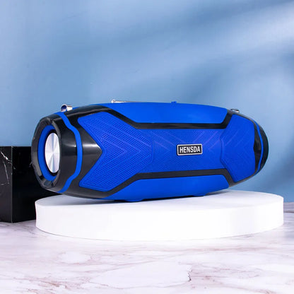Bluetooth speaker with stereo sound showing colour options and multiple connectivity ports