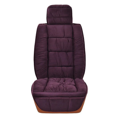 Winter short plush car seat cushion set in grey with wool cotton filler for cold weather driving