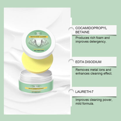 White disposable shoe cleaning cream kit showing 100g tube and sponge applicator