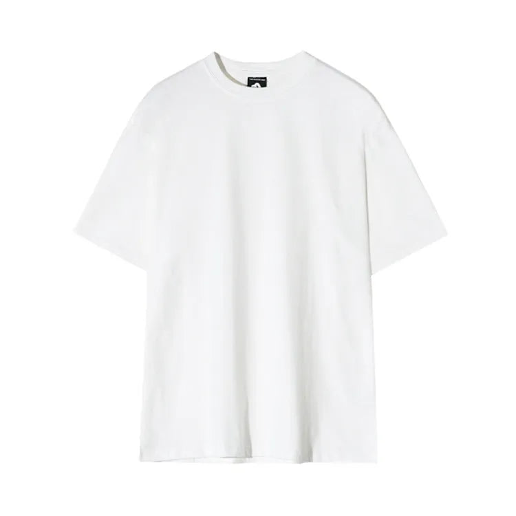 Men's slim-fit cotton half-sleeve T-shirt in black and white colours on a size chart.