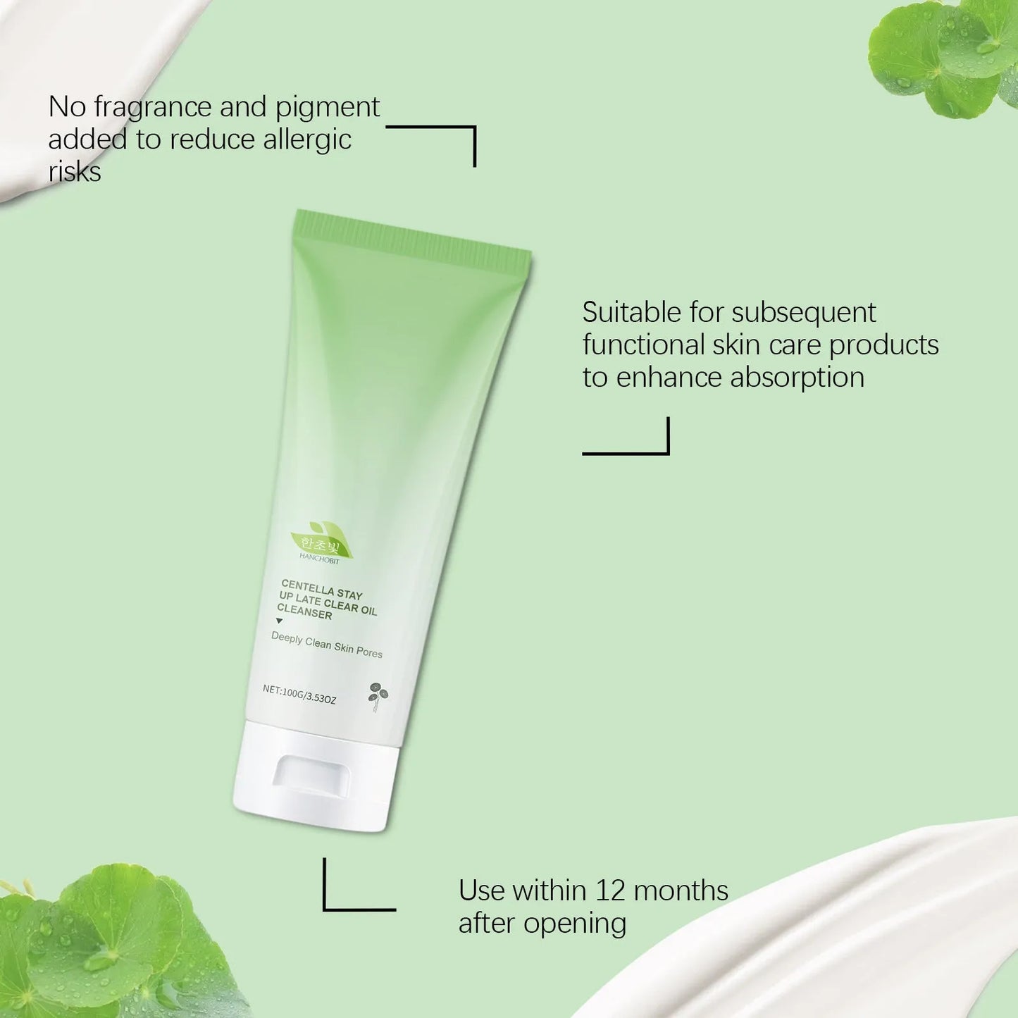 Clear gel oil cleanser tube with centella extract for oily skin cleansing