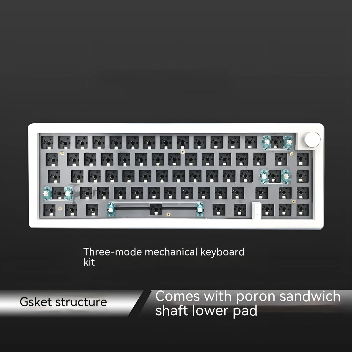 Custom DIY mechanical keyboard kit with RGB backlighting in seven colour options