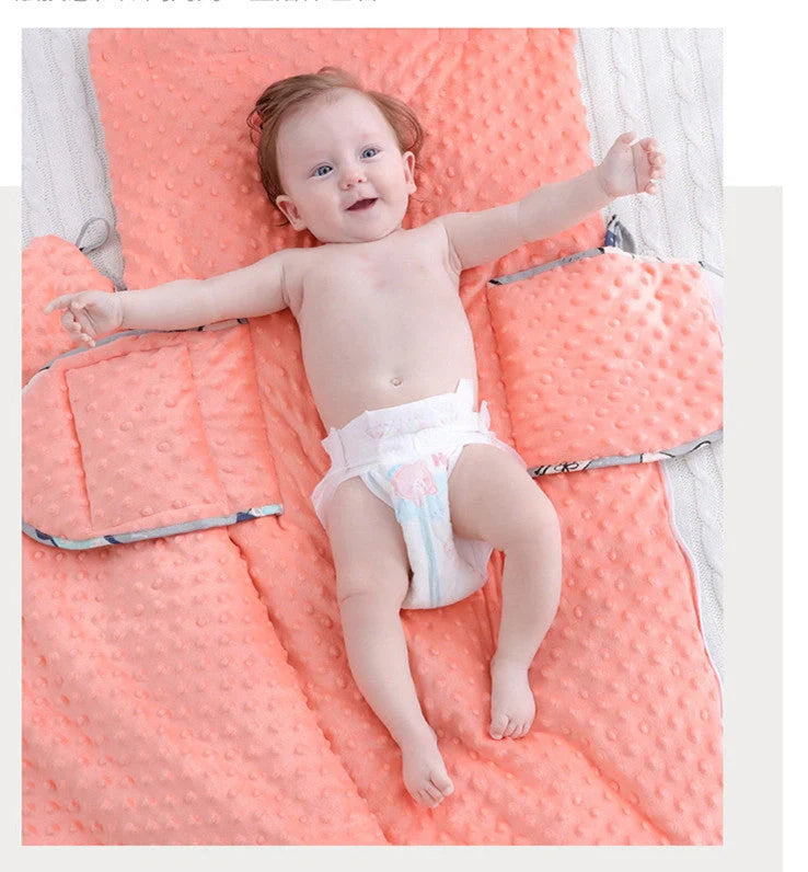 Newborn baby blanket with warm fleece and stroller cover in pink horse design