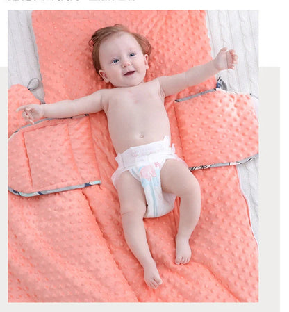 Newborn baby blanket with warm fleece and stroller cover in pink horse design