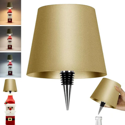 White and black LED wine bottle table lamps with USB charging and dimmable lighting on wooden surface