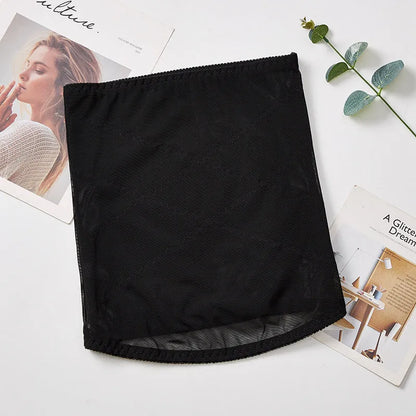 Mesh belly band body sculpting strap in black and skin colour options for postpartum waist trimming
