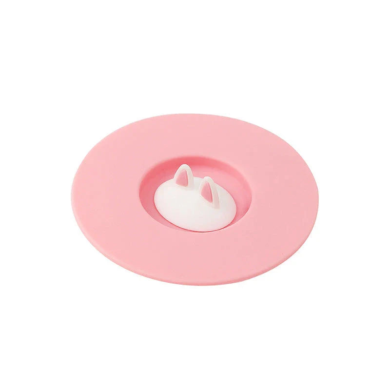 Charming cat ear silicone sealing lid in vibrant colours, designed to keep drinks fresh and prevent spills