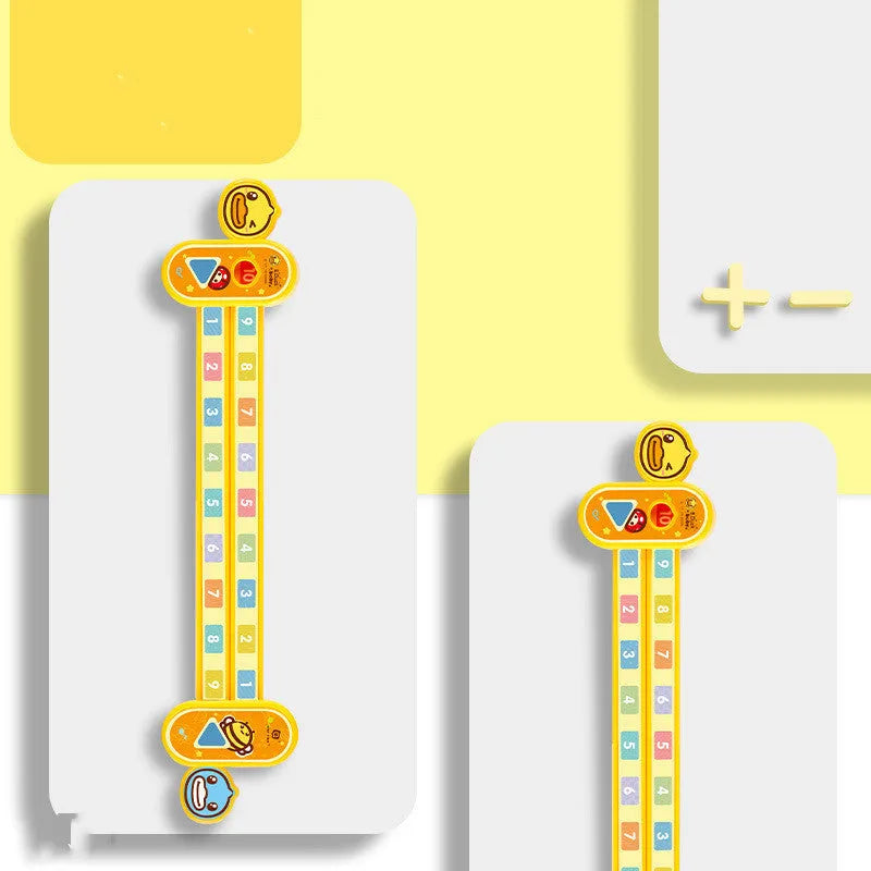 Yellow plastic cartoon digital decomposition ruler for children, measuring 24.5 cm