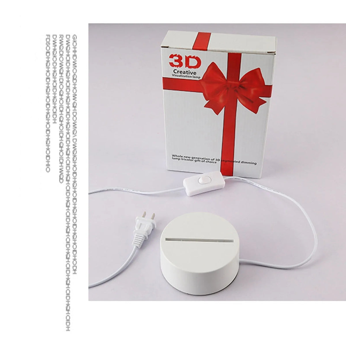 Creative 3D LED night light table lamp with acrylic flat screen, USB plug, 4W, Nordic style, 245x155x55mm