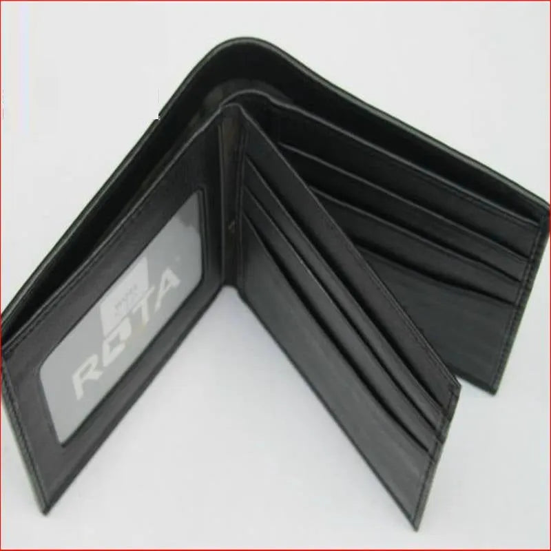 Genuine leather cowhide wallet with pearl fishskin lining in horizontal square design