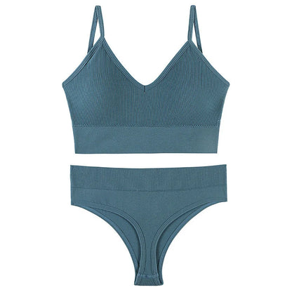Women's Wireless Push-up Bra Set with French Triangle Cup in various colors and sizes