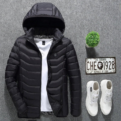 Cozy and stylish electric heated winter jacket with USB charging and adjustable temperature settings