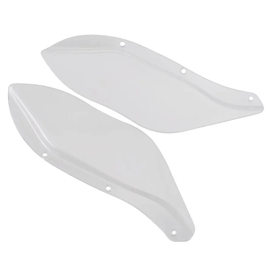 Pair of black ABS plastic side wing head covers for a Harley-Davidson Glide motorcycle.