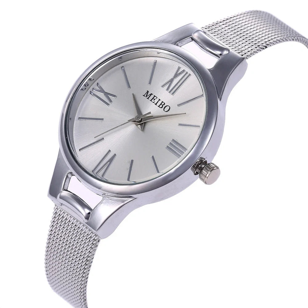 Elegant Rose Gold Stainless Steel Mesh Watch for Women