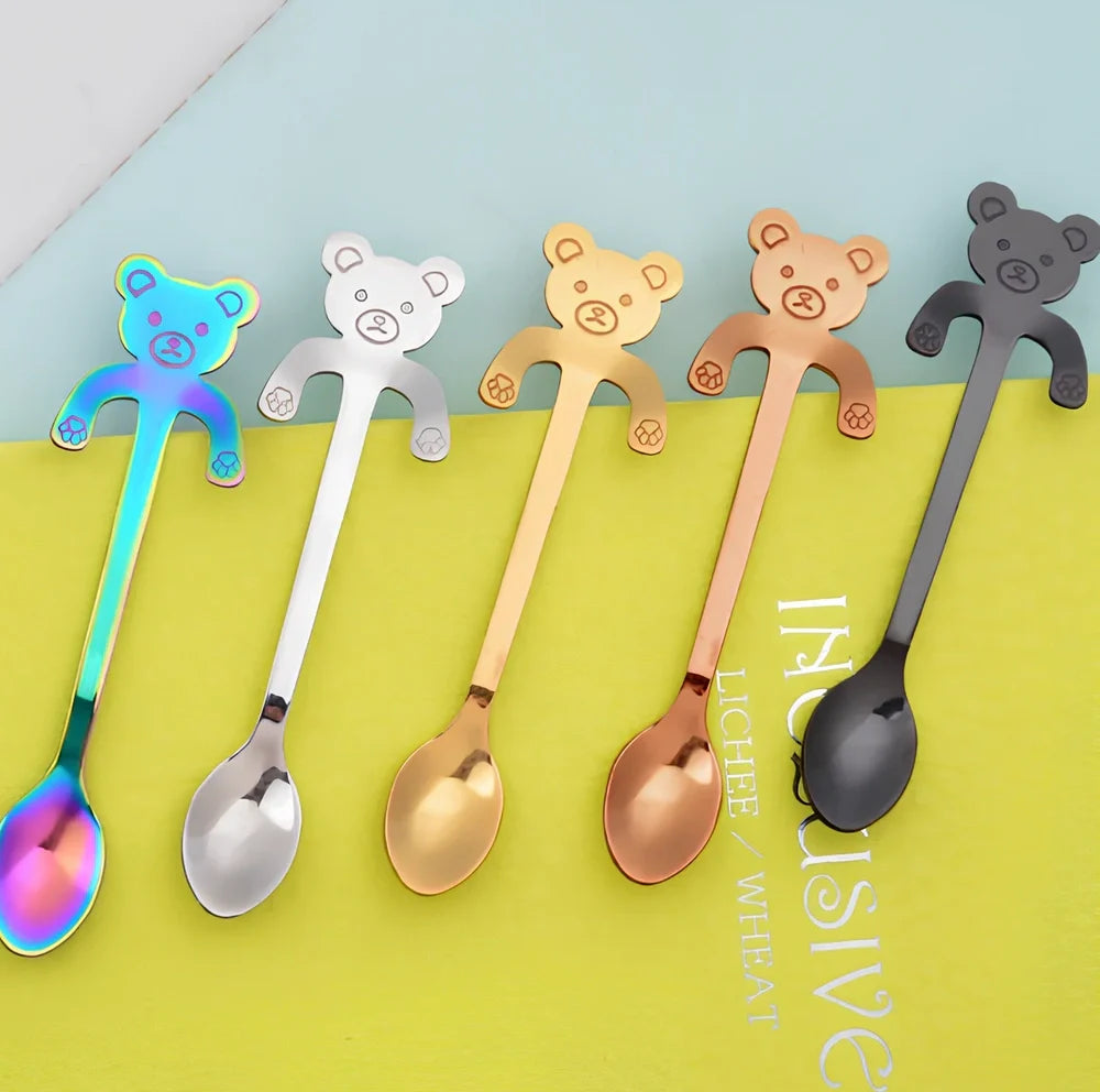 304 stainless steel coffee spoon with cartoon animal handle measuring 11.8cm long
