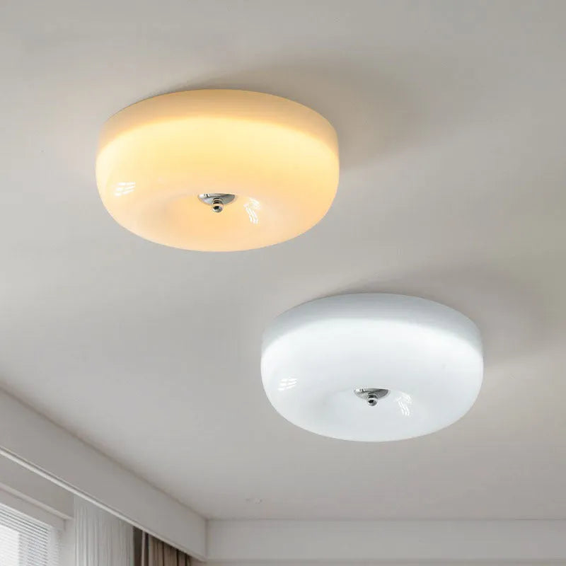 Cream-coloured bedroom ceiling lamp with three-colour light, 30cm or 40cm diameter, American-style design