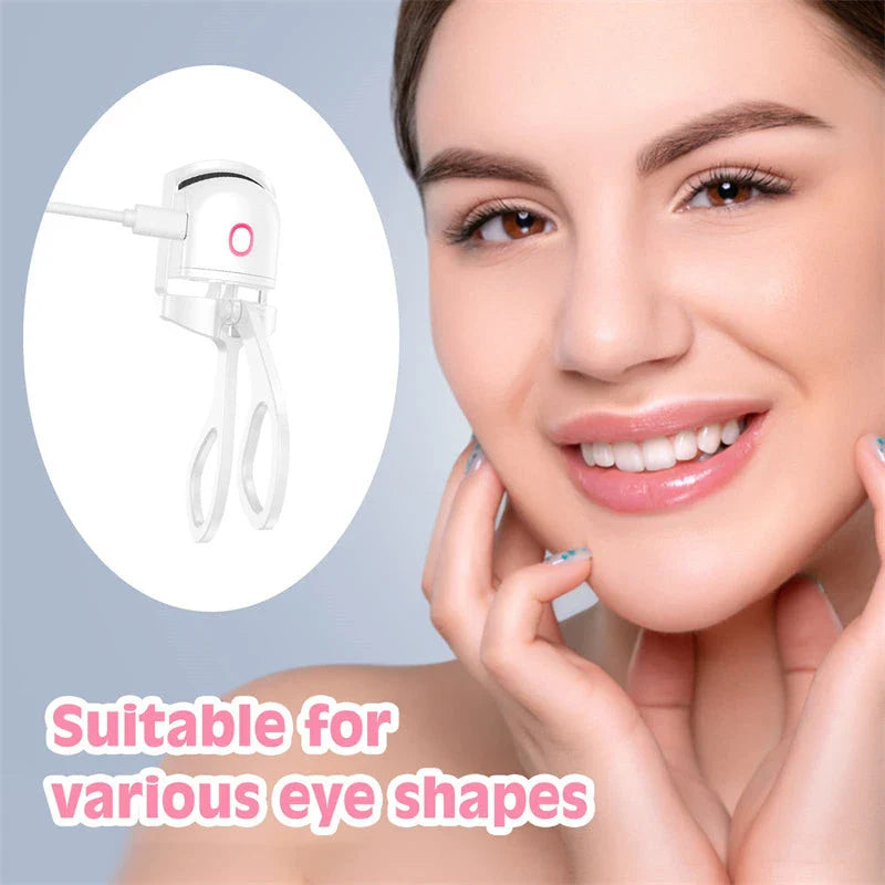 Heated Eyelash Curler with Dual Temperature Settings and Rechargeable Battery for Long-Lasting, Natural-Looking Curl